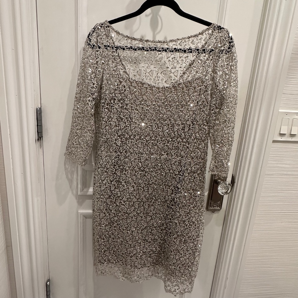 Kay Unger Sequin Semi-Sheer evening dress
